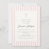 Invitation Élégant Baptême de fille rose (Devant)