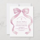 Invitation Élégant Baptême de la cou rose (Devant)