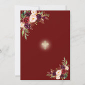 Invitation Élégant Baptême de la Croix Florale de Marsala de (Dos)