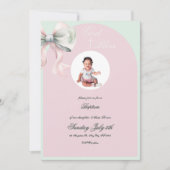 Invitation Élégant Baptême de la mâchoire rose pour la petite (Devant)