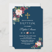 Invitation Élégant Baptême de la marine florale Broussaillée (Devant)
