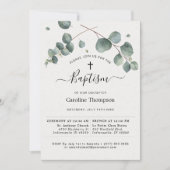 Invitation Élégant Baptême d'Eucalyptus (Devant)