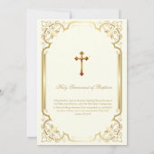 Invitation Élégant Baptême d'or catholique Christening (Dos)
