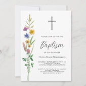 Invitation Élégant baptême Fleur sauvage (Devant)