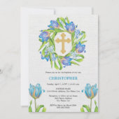 Invitation Élégant Baptême Floral (Devant)
