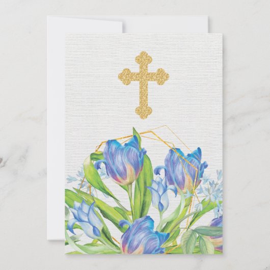 Invitation Élégant Baptême Floral (Dos)