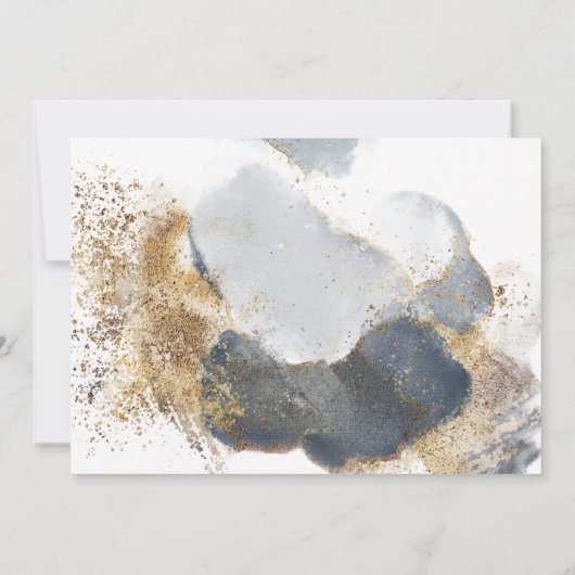 Invitation Élégant Baptême garçon fille or et bleu (Dos)