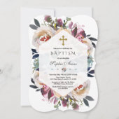 Invitation Élégant Baptême géométrique bleu rose rose pâle (Devant)