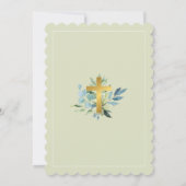 Invitation Elégant Baptême Gold Cross Watercolor Sage (Dos)