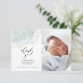 Invitation élégant baptême merci bébé garçon (Debout devant)