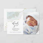 Invitation élégant baptême merci bébé garçon (Devant / Derrière)