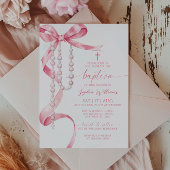 Invitation Élégant Baptême rose et Rosaire