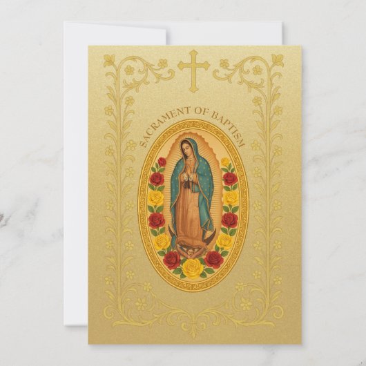 Invitation Élégant Baptême Roses guadalupe (Dos)