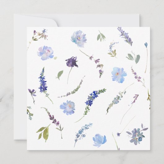 Invitation Élégant Baptême Script Dusty Fleur sauvage bleu (Dos)