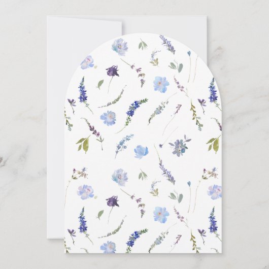 Invitation Élégant Baptême Script Dusty Fleur sauvage bleu (Dos)