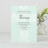 Invitation Elégant baptême vert de menthe à la croix christie (Debout devant)