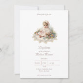 Invitation Élégant Baptême Vintage bébé fille (Devant)