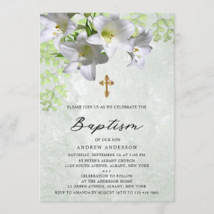 Invitation Élégant baptême Vintage floral