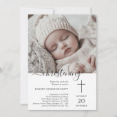 Invitation Élégant Baptême Whimsical Christening Baby Photo B (Devant)