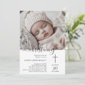 Invitation Élégant Baptême Whimsical Christening Baby Photo B (Debout devant)