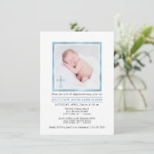 Invitation Élégant BAPTISME CHRISTENING Blue Boy | PHOTO (Debout devant)