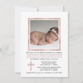 Invitation Élégant BAPTISME CHRISTENING Rose Girl | PHOTO (Devant)