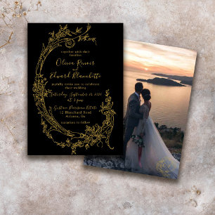 Invitation Élégant Baroque Chinoiserie Vintage Or Mariage