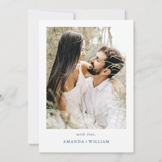 Invitation Elégant Baroque Dusty Blue Frame Photo Mariage (Dos)