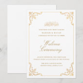 Invitation Elegant Baroque Gold Frame Script Walima Ceremony (Devant / Derrière)