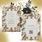 Invitation Elegant Baroque Opulence Ivory Gold Frame Wedding