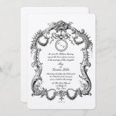Invitation Elégant Baroque Rococo 1746 Mariage Frame Border (Devant / Derrière)
