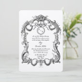 Invitation Elégant Baroque Rococo 1746 Mariage Frame Border (Debout devant)