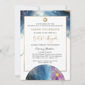 Invitation Elegant Bat Mitzvah Celestial Watercolor (Devant)