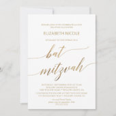 Invitation Élégant Bat mitzvah de calligraphie or (Devant)