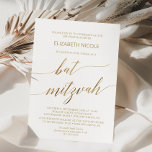 Invitation Élégant Bat mitzvah de calligraphie or<br><div class="desc">Cette élégante invitation Bat mitzvah de calligraphie dorée est parfaite pour un bat mitzvah simple. Le design neutre présente une carte minimaliste décorée avec une typographie romantique et fantaisiste de feuille d'or. Remarque : Ce design ne comporte pas de véritable feuille d'or. C'est un graphisme de haute qualité fait pour...</div>