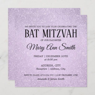 Invitation Élégant Bat mitzvah de Lavande Faux Parties scinti
