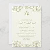 Invitation Élégant Bat mitzvah d'or (Devant)