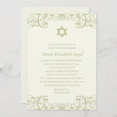 Invitation Élégant Bat mitzvah d'or (Devant / Derrière)