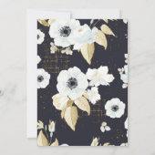 Invitation Elégant Bat mitzvah floral bleu marine (Dos)