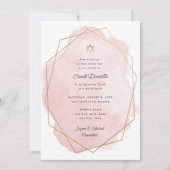 Invitation Elégant Bat mitzvah Gold Star Rose Aquarelle (Devant)