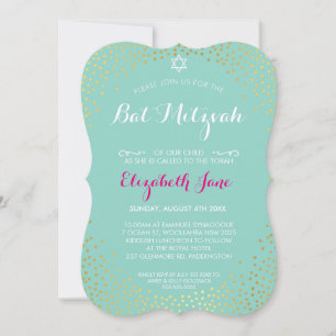 Invitation ÉLÉGANT BAT MITZVAH mini rustique confetti menthe 
