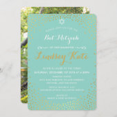 Invitation ÉLÉGANT BAT MITZVAH mini rustique confetti menthe  (Devant / Derrière)