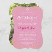 Invitation ÉLÉGANT BAT MITZVAH mini rustique en or confetti r (Devant / Derrière)