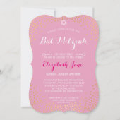Invitation ÉLÉGANT BAT MITZVAH mini rustique en or confetti r (Devant)
