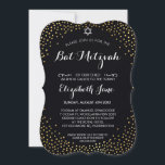 Invitation ÉLÉGANT BAT MITZVAH rustique confetti d'or noir<br><div class="desc">REMARQUE - l'effet doré brillant est une image impriméeUn confetti mignon, pois poitrine avec feuille d'or recherchez les INVITATIONS BAT MITZVAH de votre enfant. Wow vos amis et votre famille avec ce petit nombre ; D Configurer en tant que modèle il est simple pour vous d'ajouter vos propres détails, d'ajouter...</div>