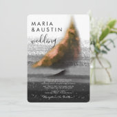 Invitation Elégant bateau en or noir blanc Mariage d'aquarell (Debout devant)