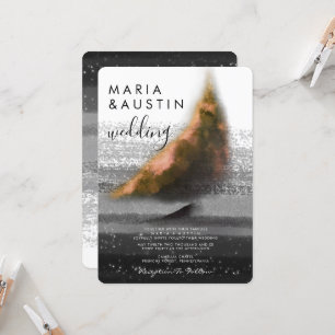 Invitation Elégant bateau en or noir blanc Mariage d'aquarell