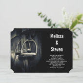 Invitation Élégant bâton d'argent sur selle d'équitation angl (Debout devant)