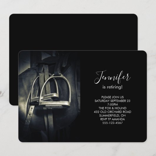 Invitation Élégant bâton d'argent sur selle d'équitation angl (Devant / Derrière)