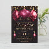 Invitation Élégant Baubles d'Agate Bourgogne 21e anniversaire (Debout devant)